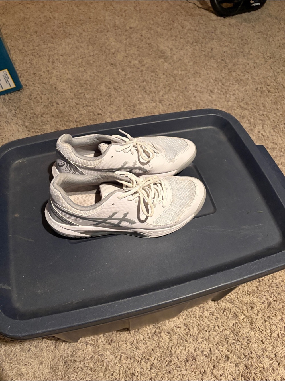 ASICS Kids White and Light Gray Athletic Sneakers